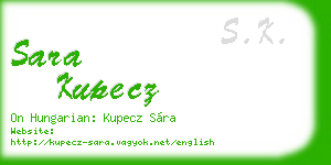sara kupecz business card